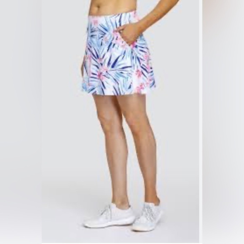 Lady Hagen White Floral Tropical Summer Island Tennis Pickle ball Mini Skirt